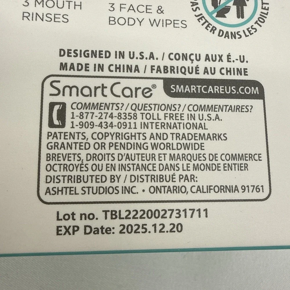 Smart Care Personal Refresh 12pc Kit Finger Toothbrush Mouthwash Face Wipe 12/25